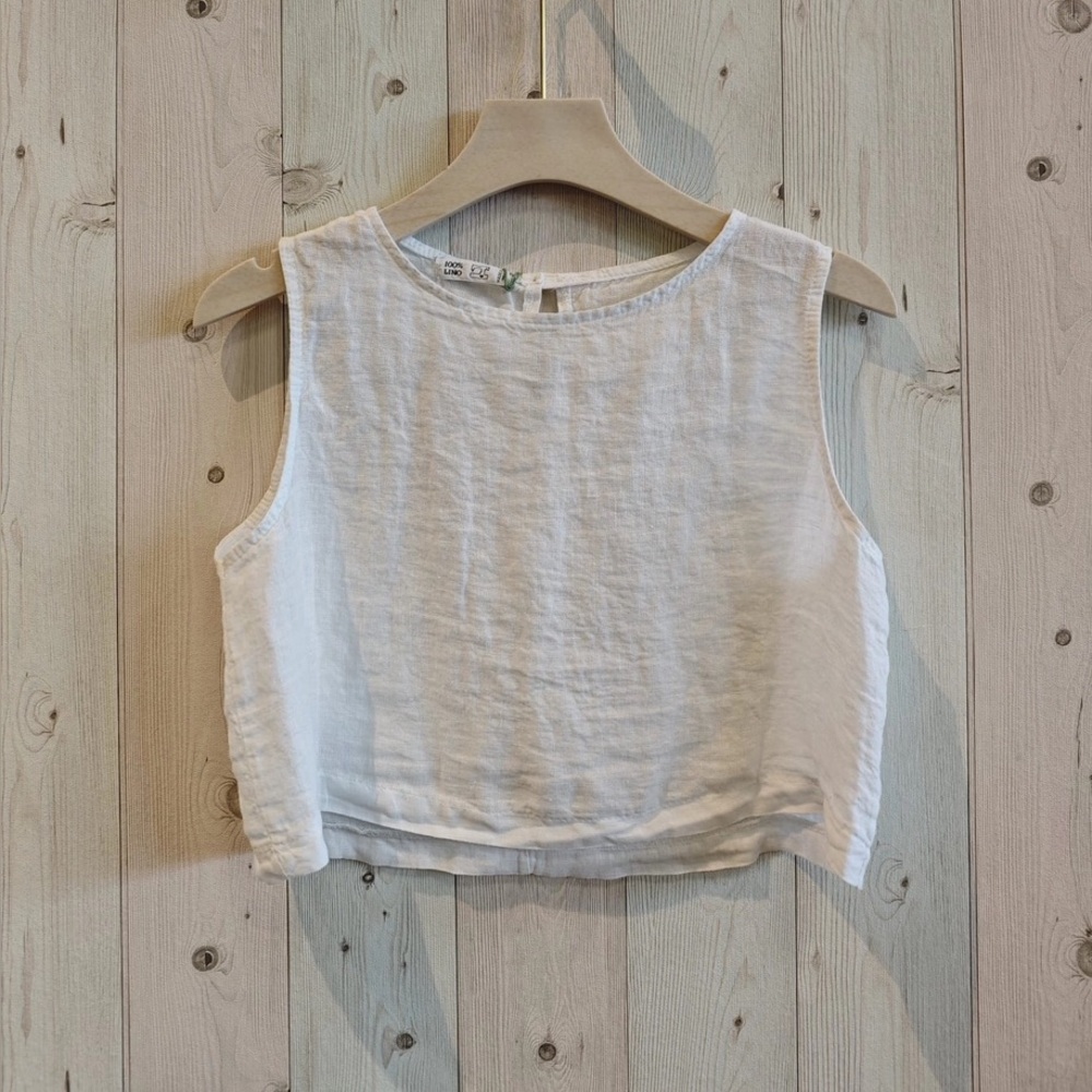 NWT Linen Crop Tank Top in White